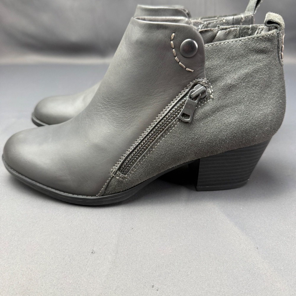 Earth Conway Maple Stone Grey Multi Leather Suede Ankle Boots Womens 9M Booties - Picture 14 of 16